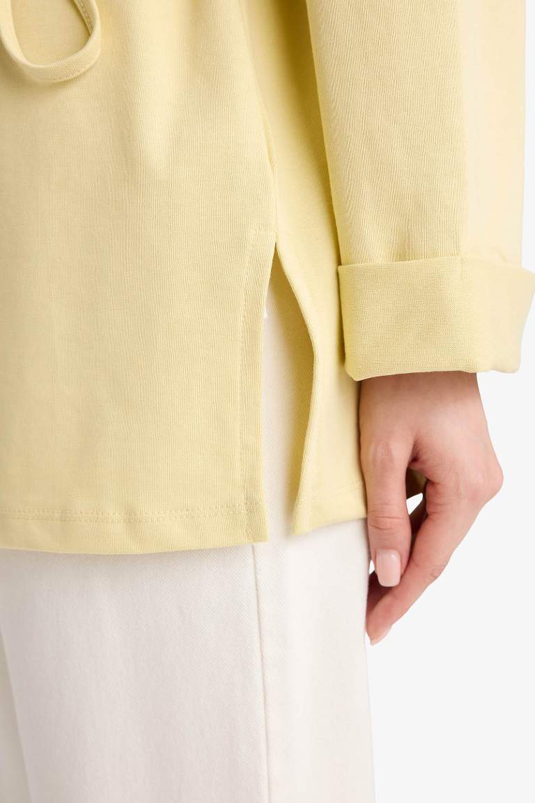 Loose Fit Bisiklet Yaka Uzun Kollu Tunik