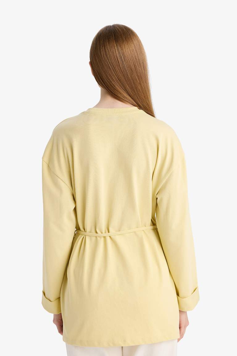 Loose Fit Bisiklet Yaka Uzun Kollu Tunik