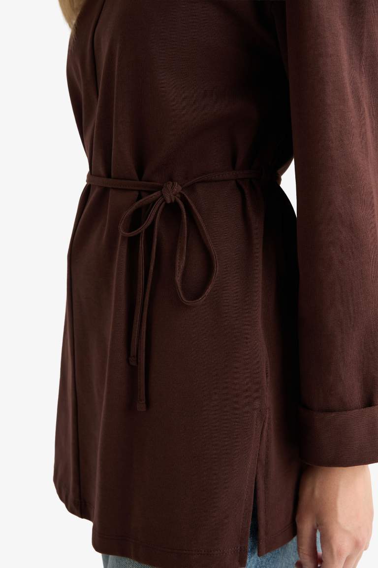 Loose Fit Bisiklet Yaka Uzun Kollu Tunik