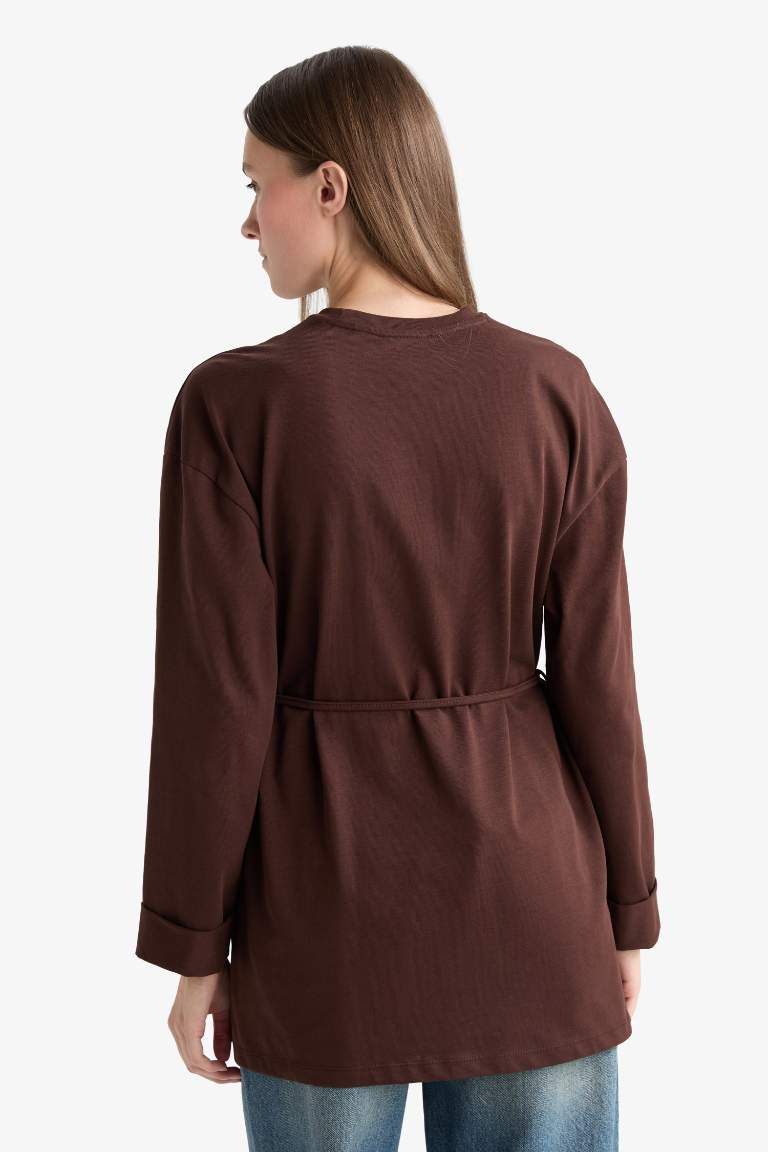 Loose Fit Bisiklet Yaka Uzun Kollu Tunik