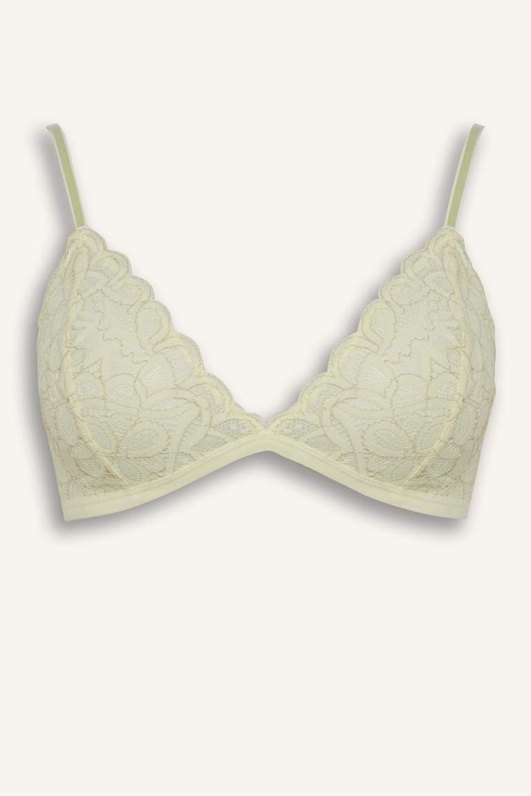Simli Dantel Kapsız Pedsiz Balensiz Triangle Bra-Fall in Love