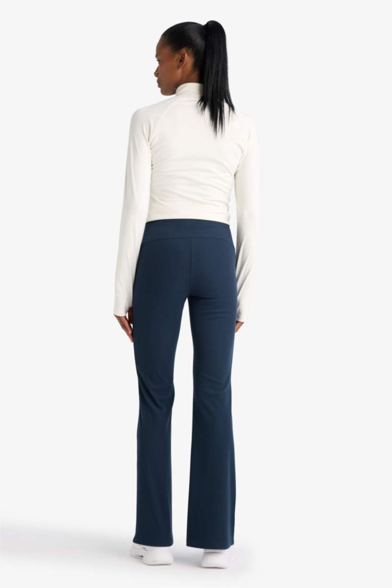 بنطلون سويت بانتس مضلع برجل واسع شارلستون وخصر عالي من DeFactoFit