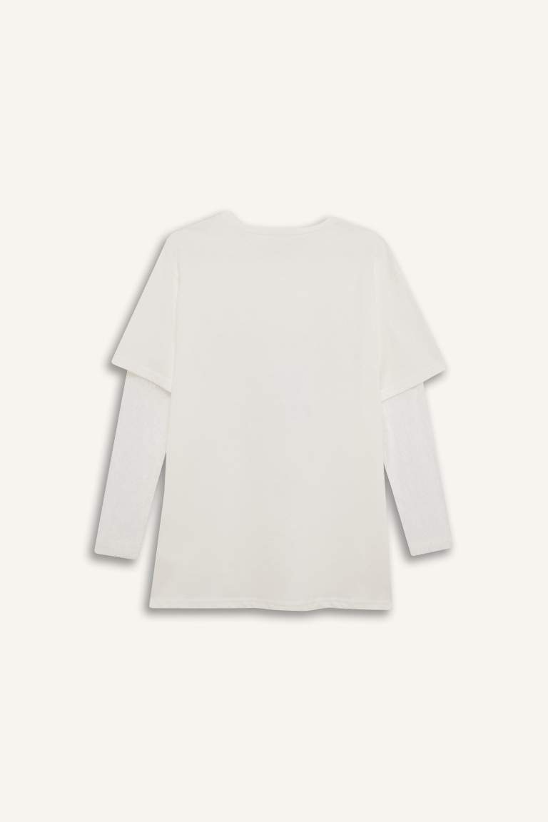Крутая oversize футболка свободного покроя с длинными рукавами и принтом