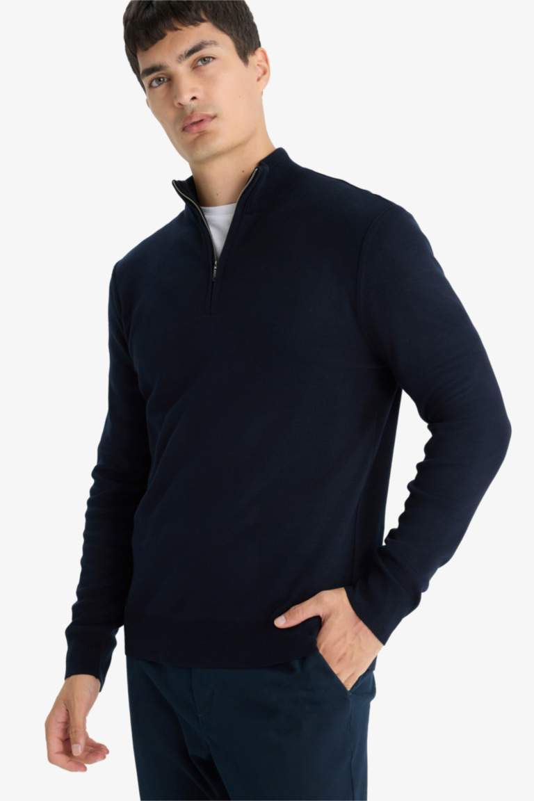 Standard Fit Zipper Knitwear Pullover