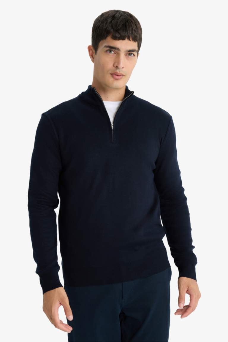 Standard Fit Zipper Knitwear Pullover