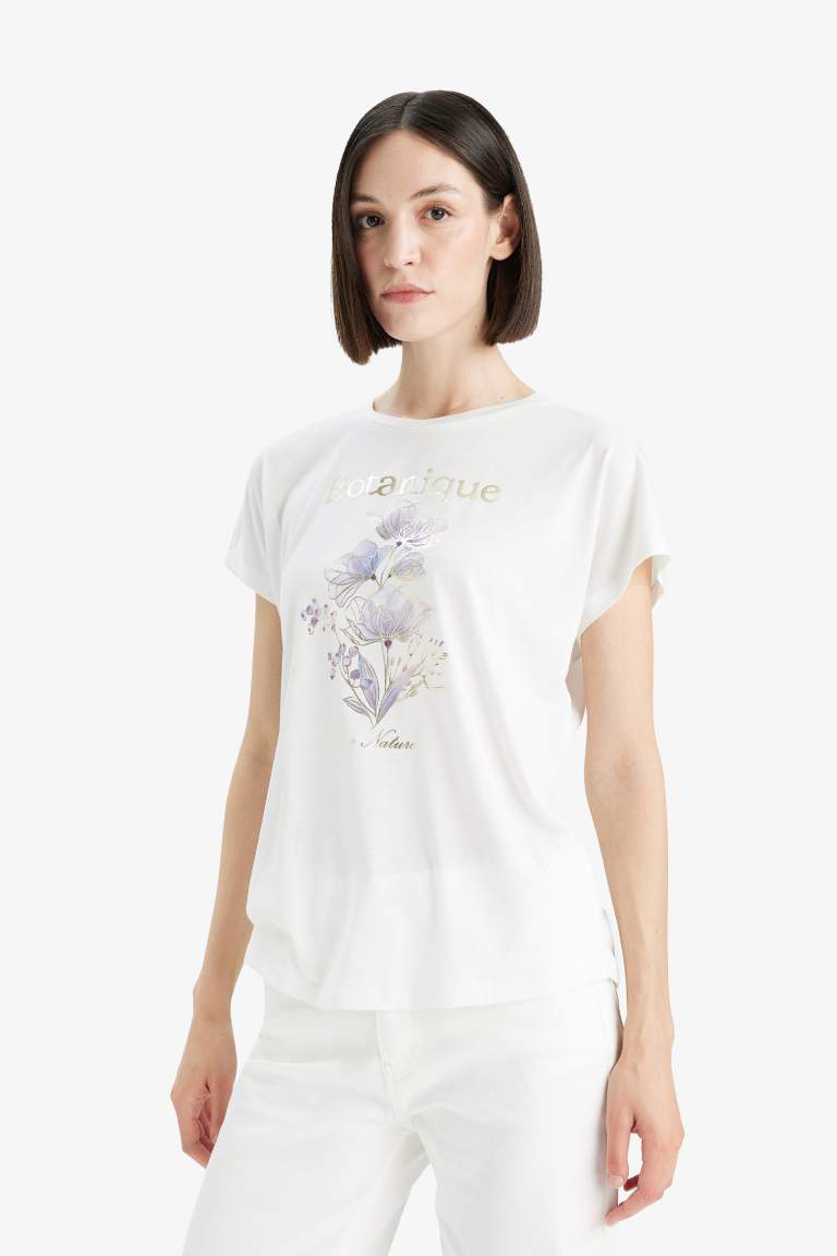 Crew Neck Floral Short Sleeve T-Shirt