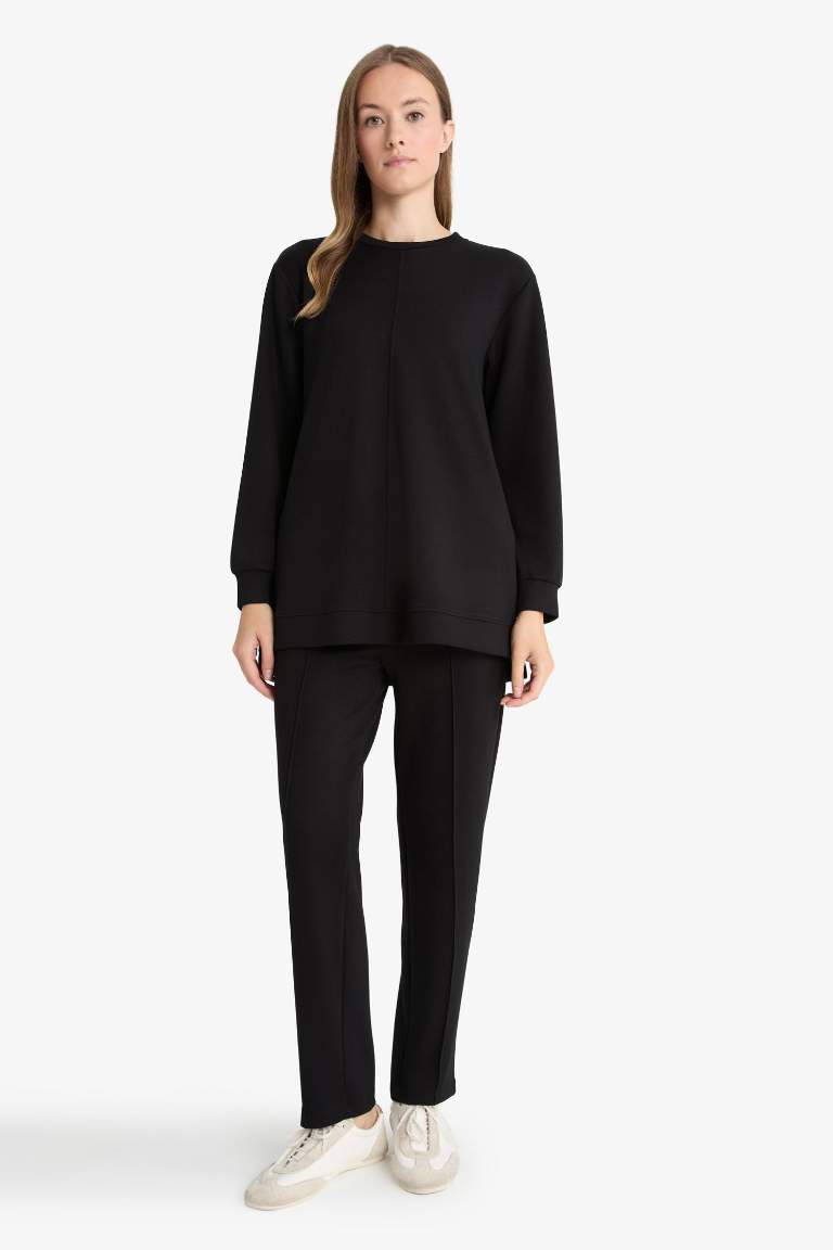 Regular Fit Crew Neck Long Sleeve Tunic