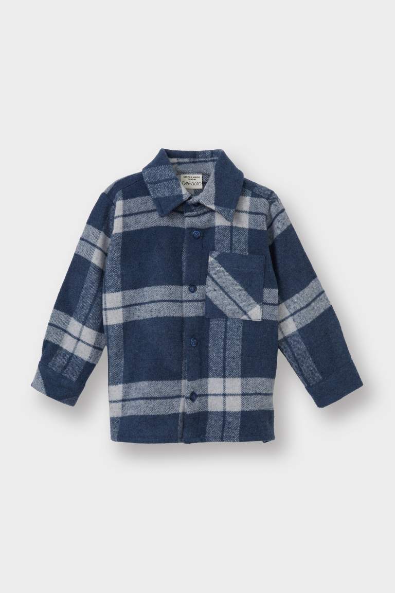 Chemise à carreaux en flanelle à manches longues pour bébé garçon