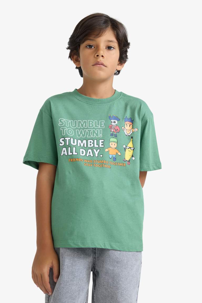 Erkek Çocuk Stumble Guys Bisiklet Yaka Kısa Kollu Tişört