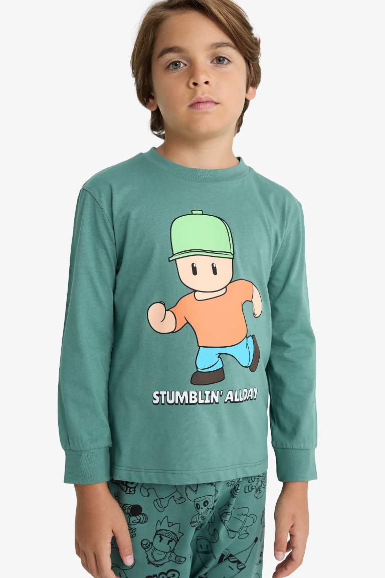 Мужской детский пижамный комплект Stumble Guys с длинным рукавом и длинными брюками