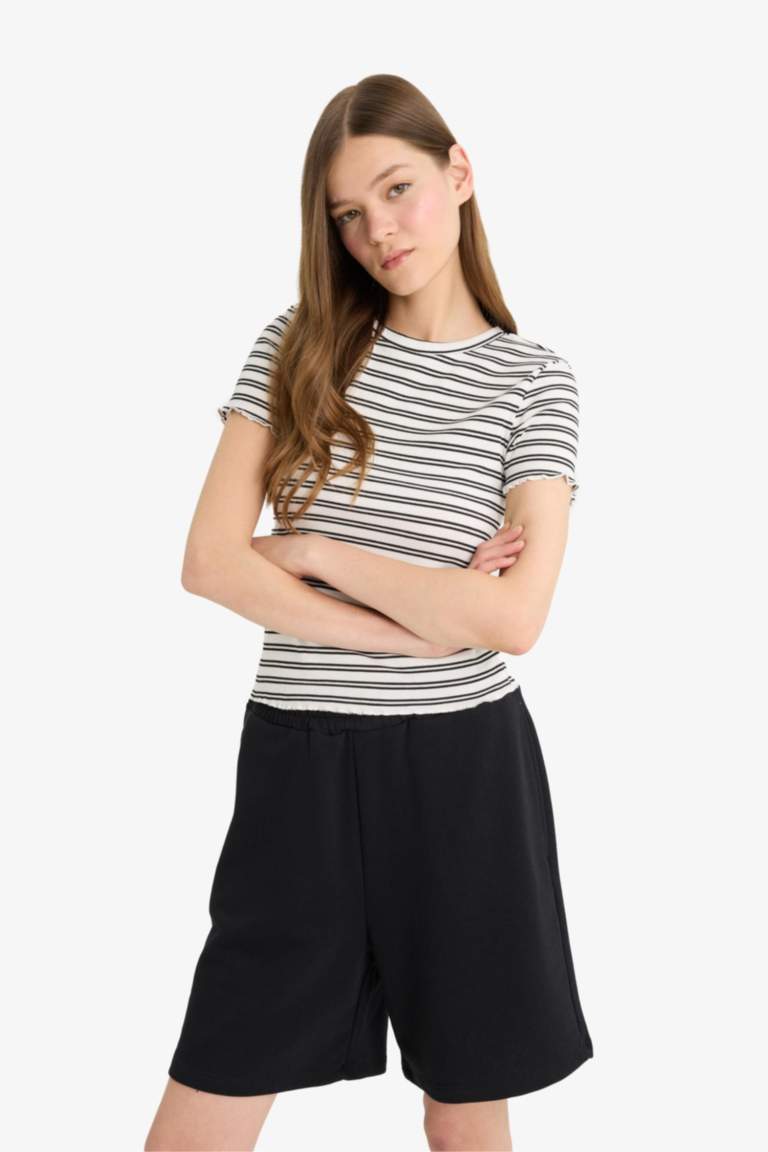 Coool Beli Lastikli Cepli Siyah Bermuda Şort