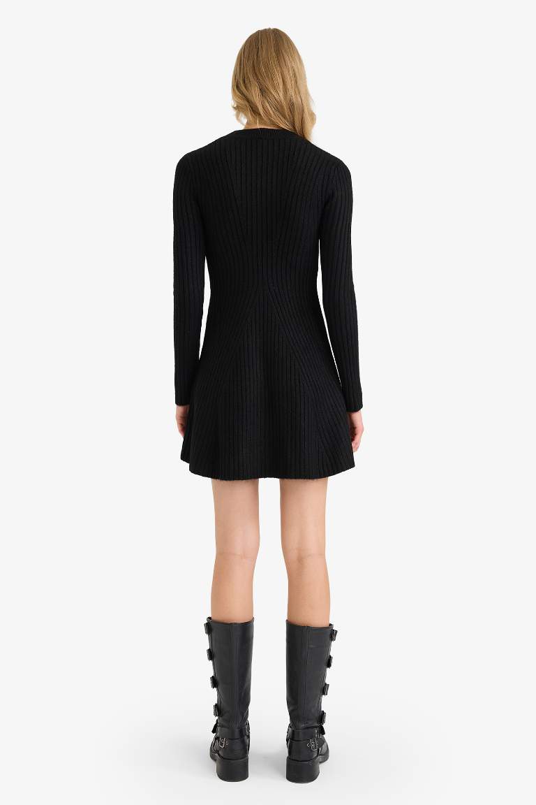 a сызығы дөңгелек жаға ұзын жеңді Көйлек