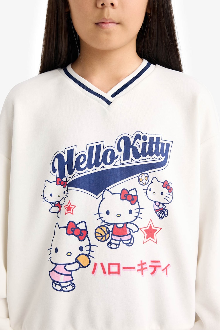 Ecru GIRLS & TEENS Girl Hello Kitty Oversize Fit V-Neck Sweatshirt ...