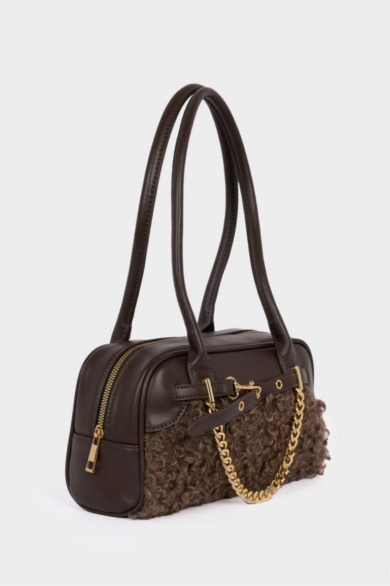 Kadın Pelüş Detaylı Suni Deri Çapraz Çanta