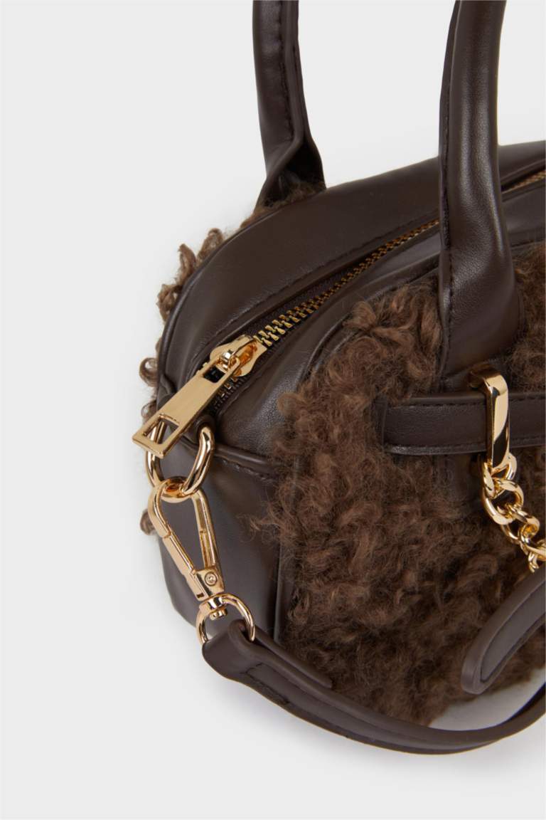 Kadın Pelüş Detaylı Suni Deri Çapraz Çanta
