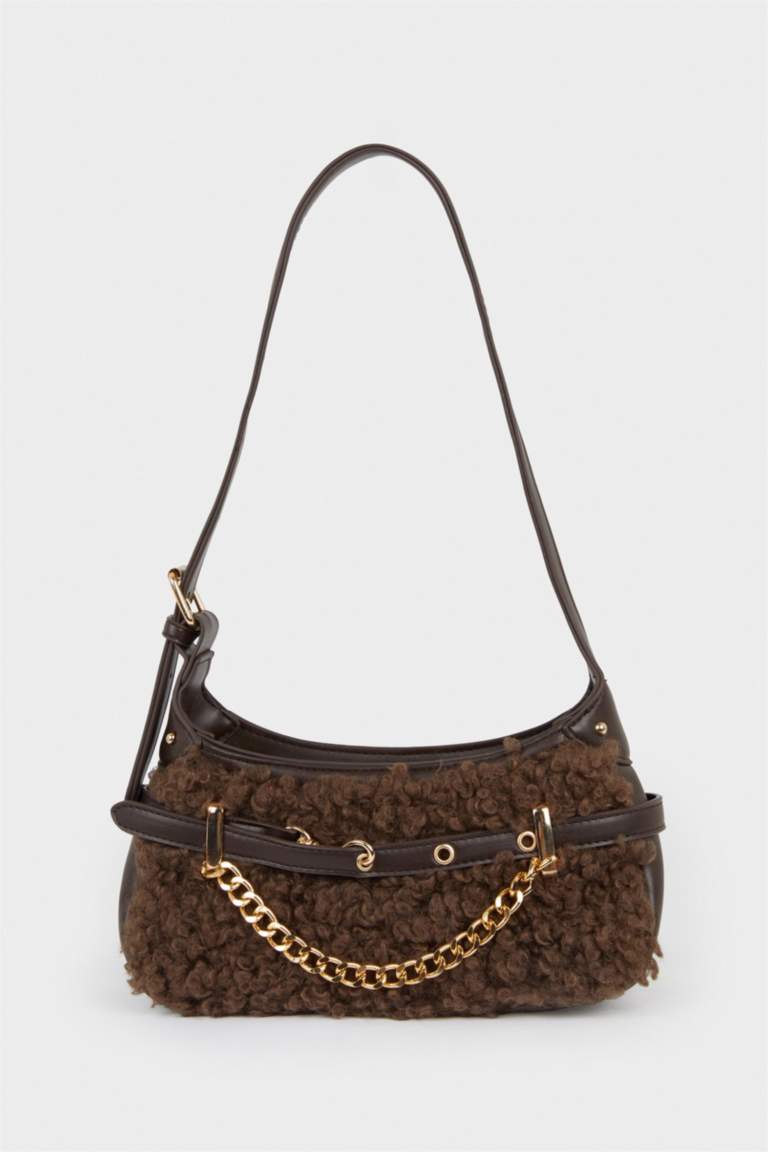 Kadın Pelüş Detaylı Suni Deri Çapraz Çanta