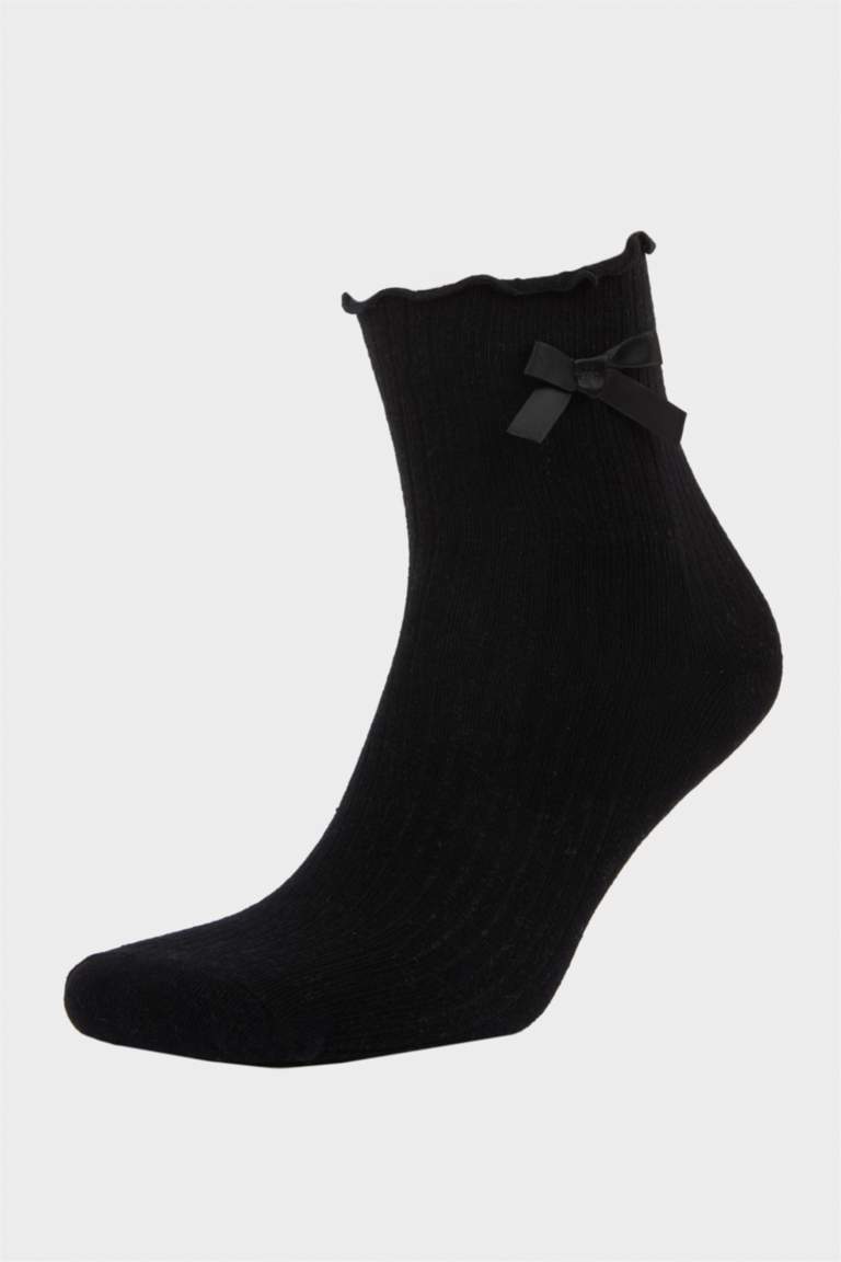 Woman Ribbon 3 Piece Cotton Ankle Socks