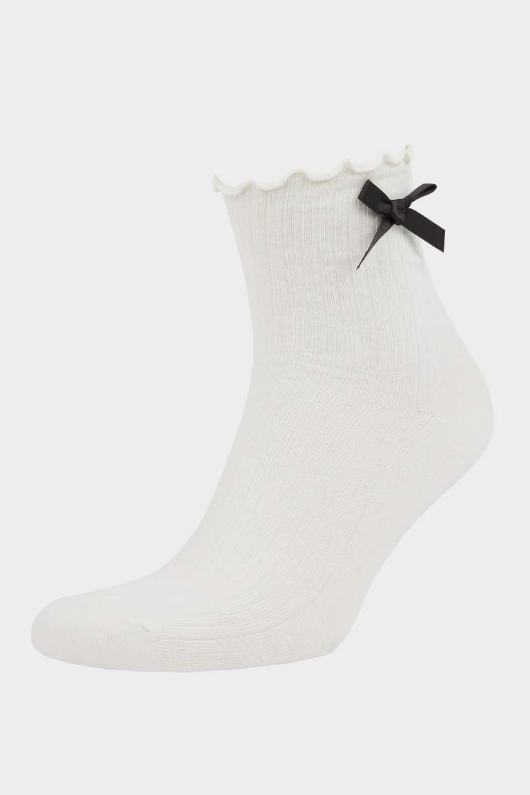 Woman Ribbon 3 Piece Cotton Ankle Socks