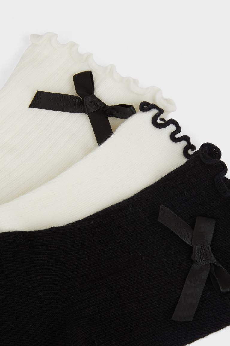 Woman Ribbon 3 Piece Cotton Ankle Socks