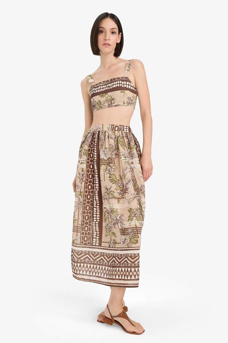 Regular Fit Desenli Plaj Maxi Eteği-Fall in Love