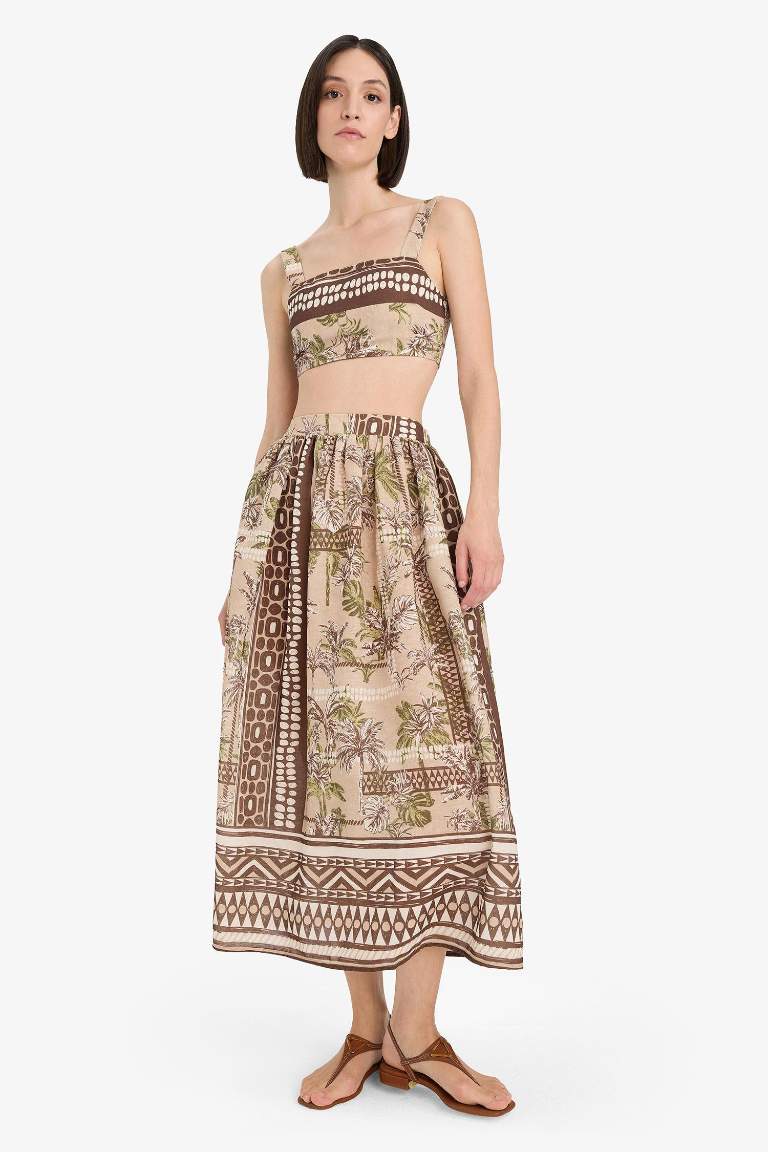 Regular Fit Desenli Plaj Maxi Eteği-Fall in Love