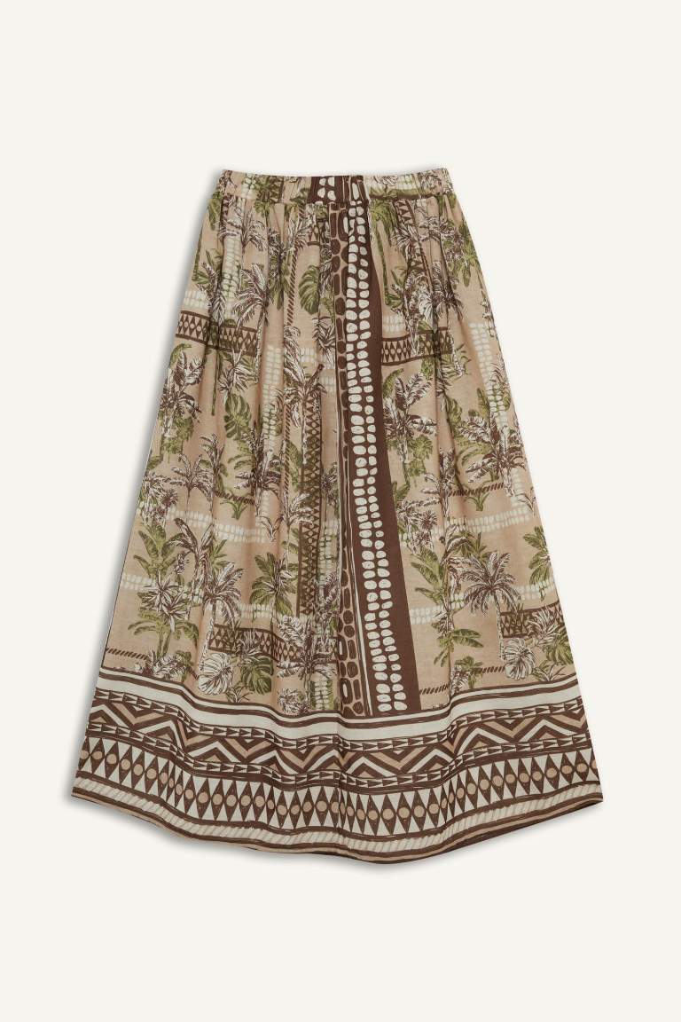 Regular Fit Desenli Plaj Maxi Eteği-Fall in Love