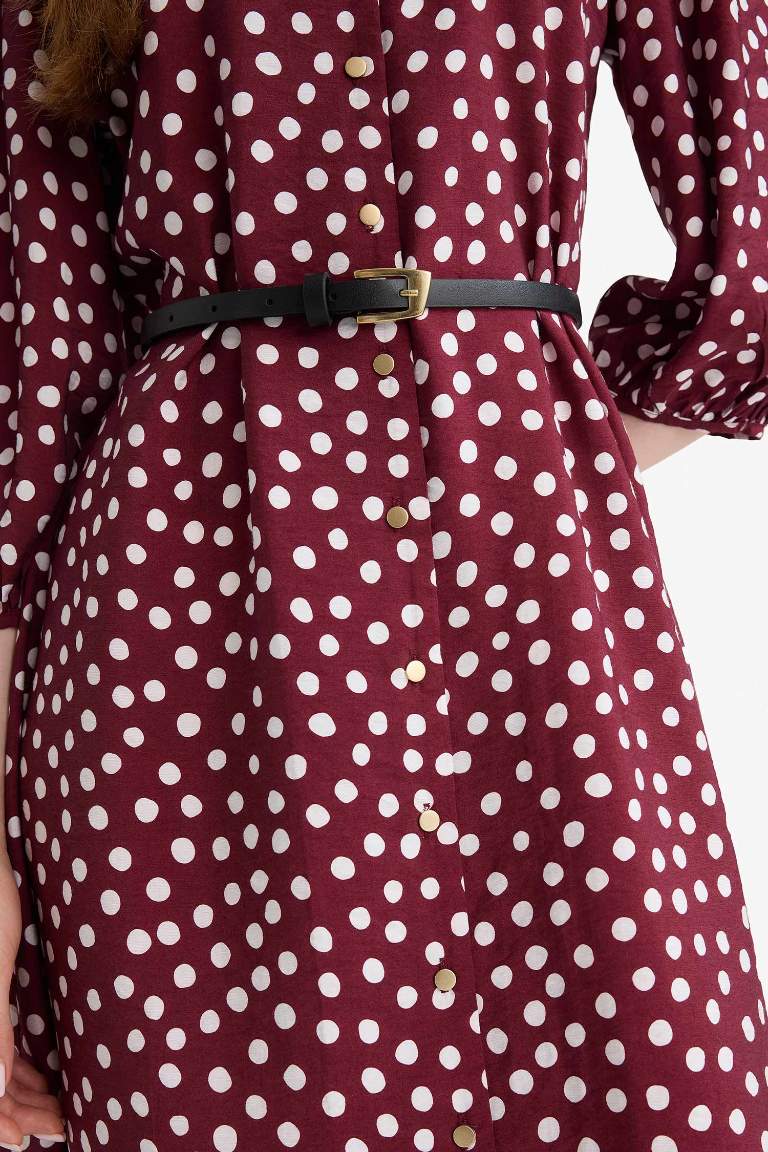 Relax Fit V-Neck Polka Dot Half Sleeve Dress