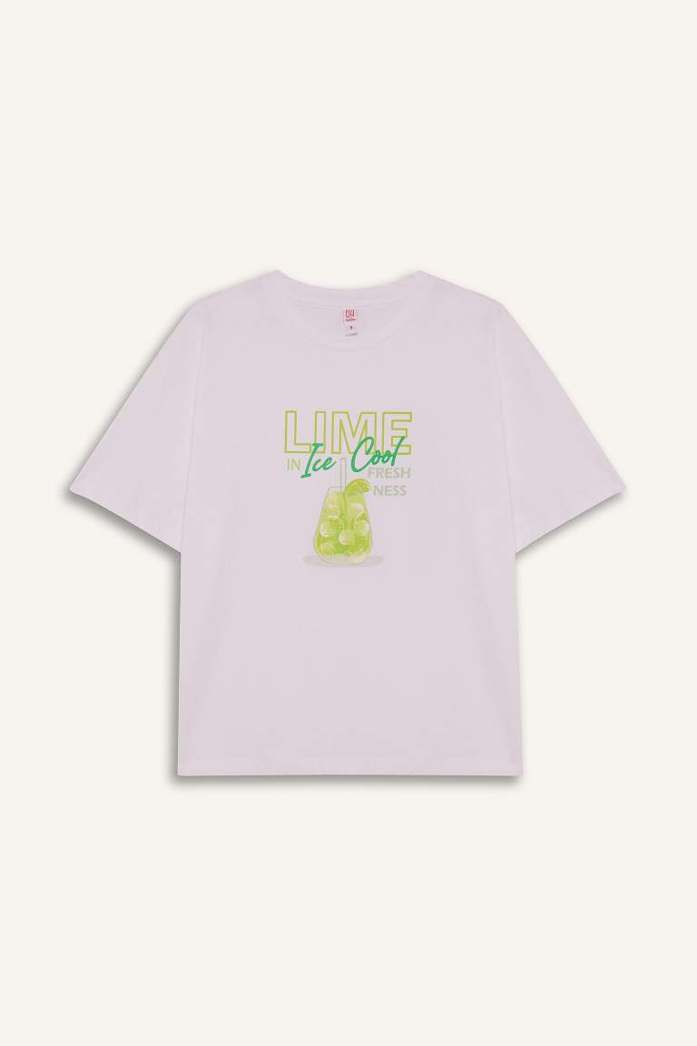 Pijama Takımı Regular Fit Baskılı Kısa Kollu Üst Şort-Fall in Love