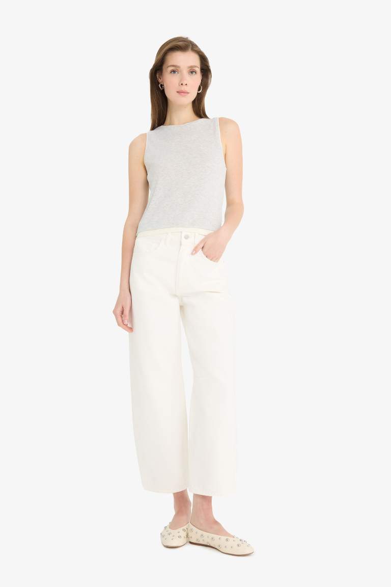 Slim Fit Dar Kesim Bisiklet Yaka Basic Düz Ribana Atlet