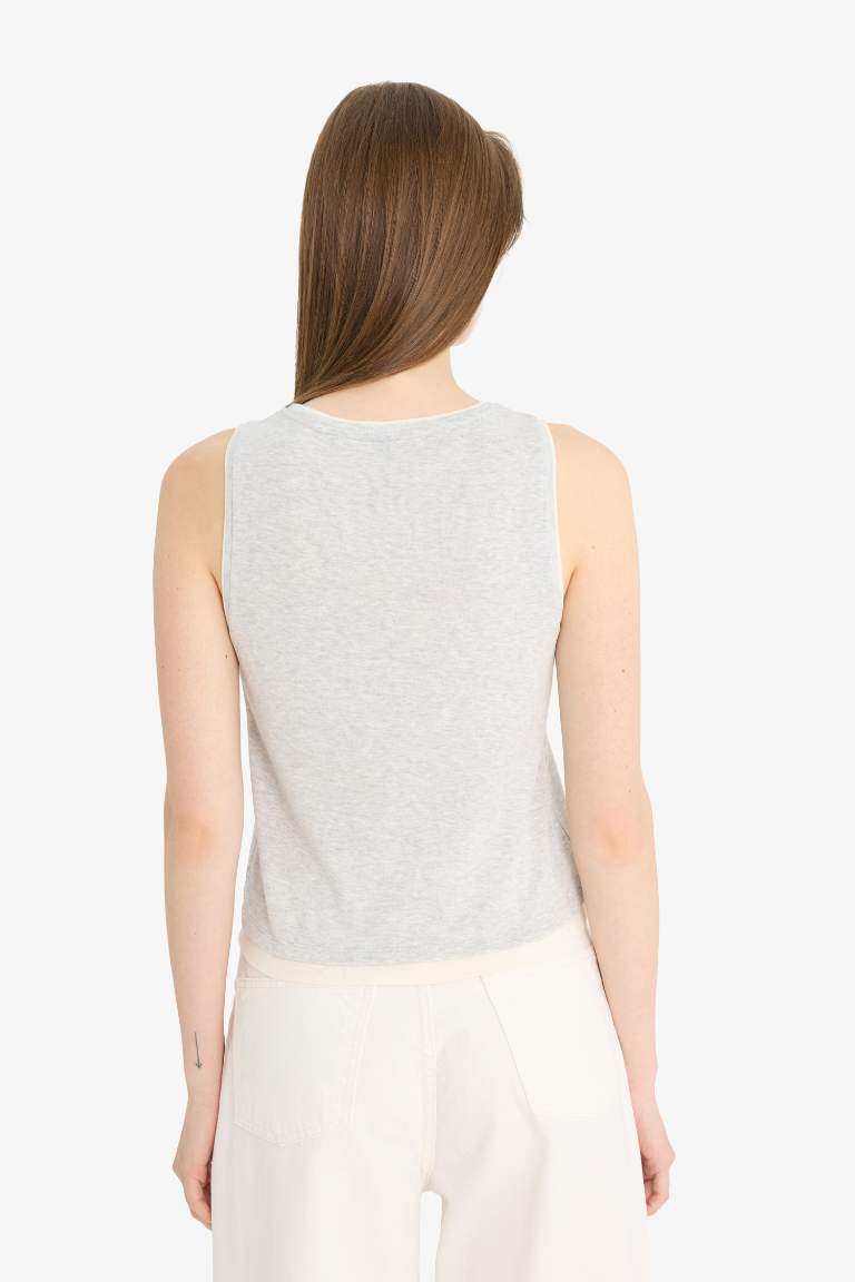 Slim Fit Dar Kesim Bisiklet Yaka Basic Düz Ribana Atlet
