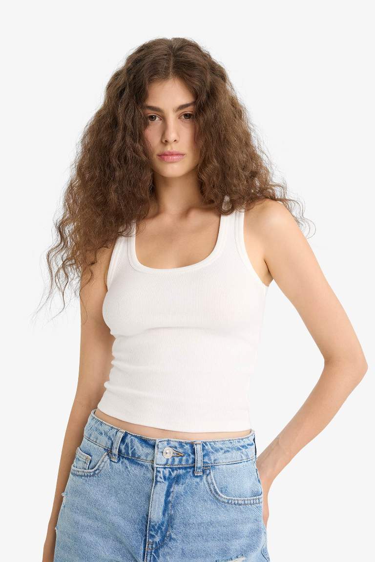 Regular Fit Kare Yaka Basic Düz Fitilli Kaşkorse 2'li Atlet
