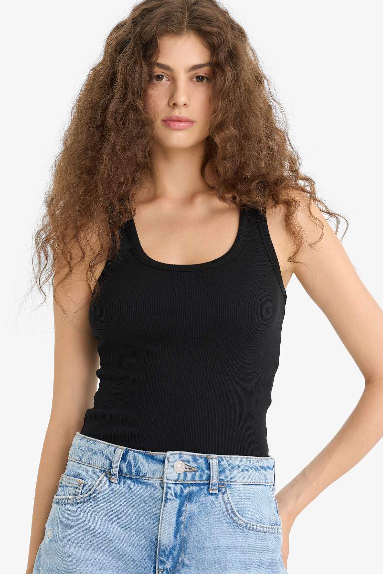 Regular Fit Kare Yaka Basic Düz Fitilli Kaşkorse 2'li Atlet