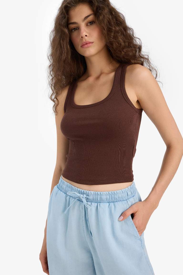 Regular Fit Kare Yaka Fitilli Kaşkorse 2'li Atlet