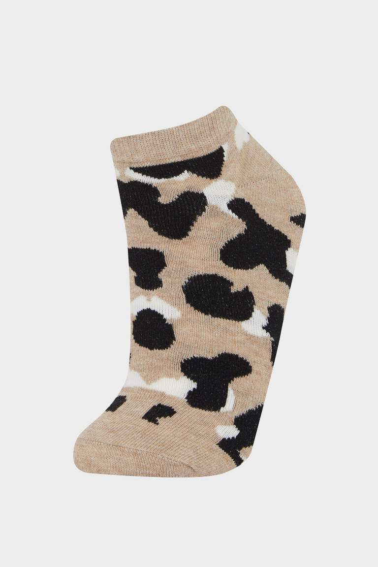 Woman Animal Print 5 Piece Cotton Short Socks