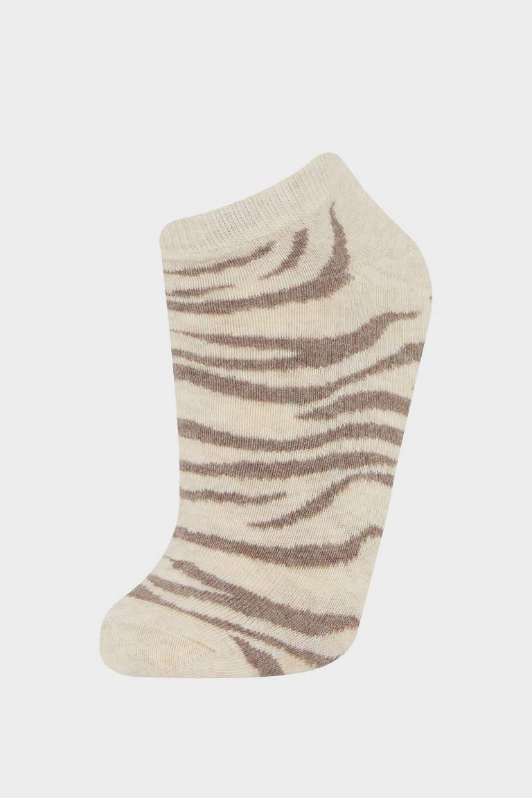 Woman Animal Print 5 Piece Cotton Short Socks