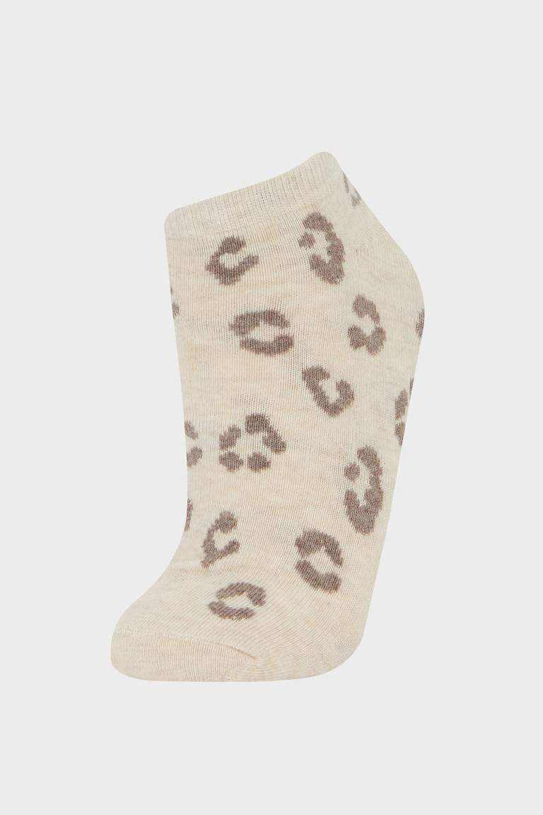 Woman Animal Print 5 Piece Cotton Short Socks