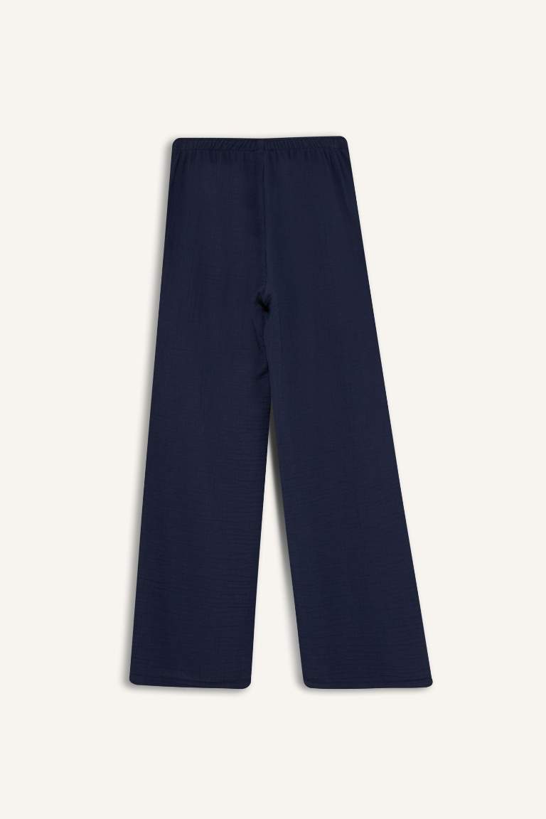 Coool Wide Leg Normal Bel Müslin Pantolon