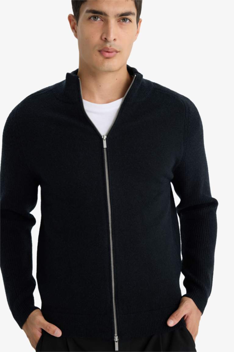 Standard Fit Half Turtleneck Knitwear Cardigan