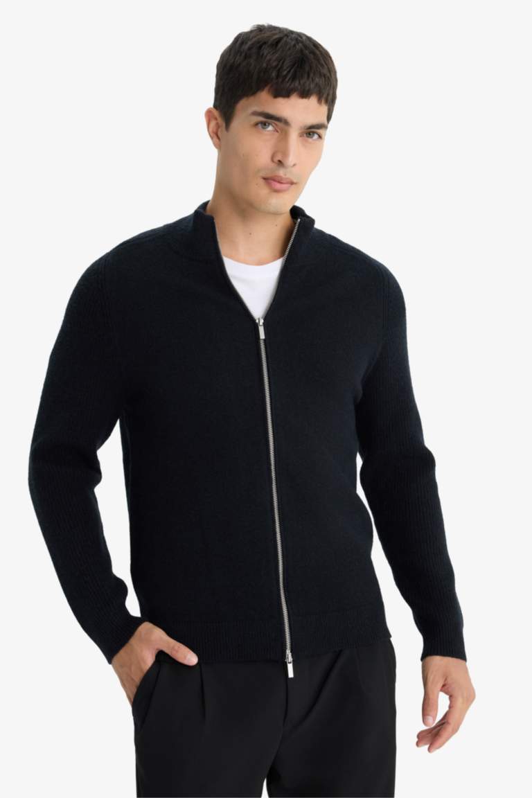 Standard Fit Half Turtleneck Knitwear Cardigan