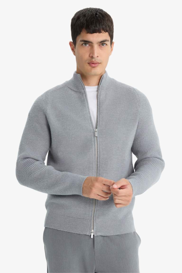 Standard Fit Half Turtleneck Knitwear Cardigan