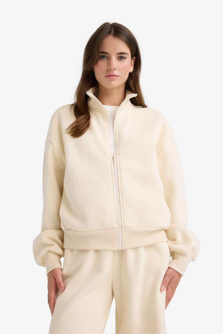 Sweat boxy à col montant