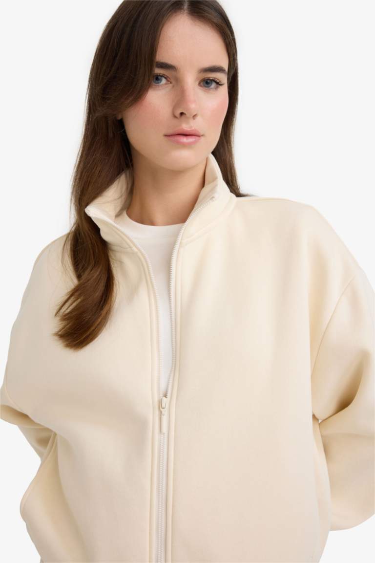 Sweat boxy à col montant