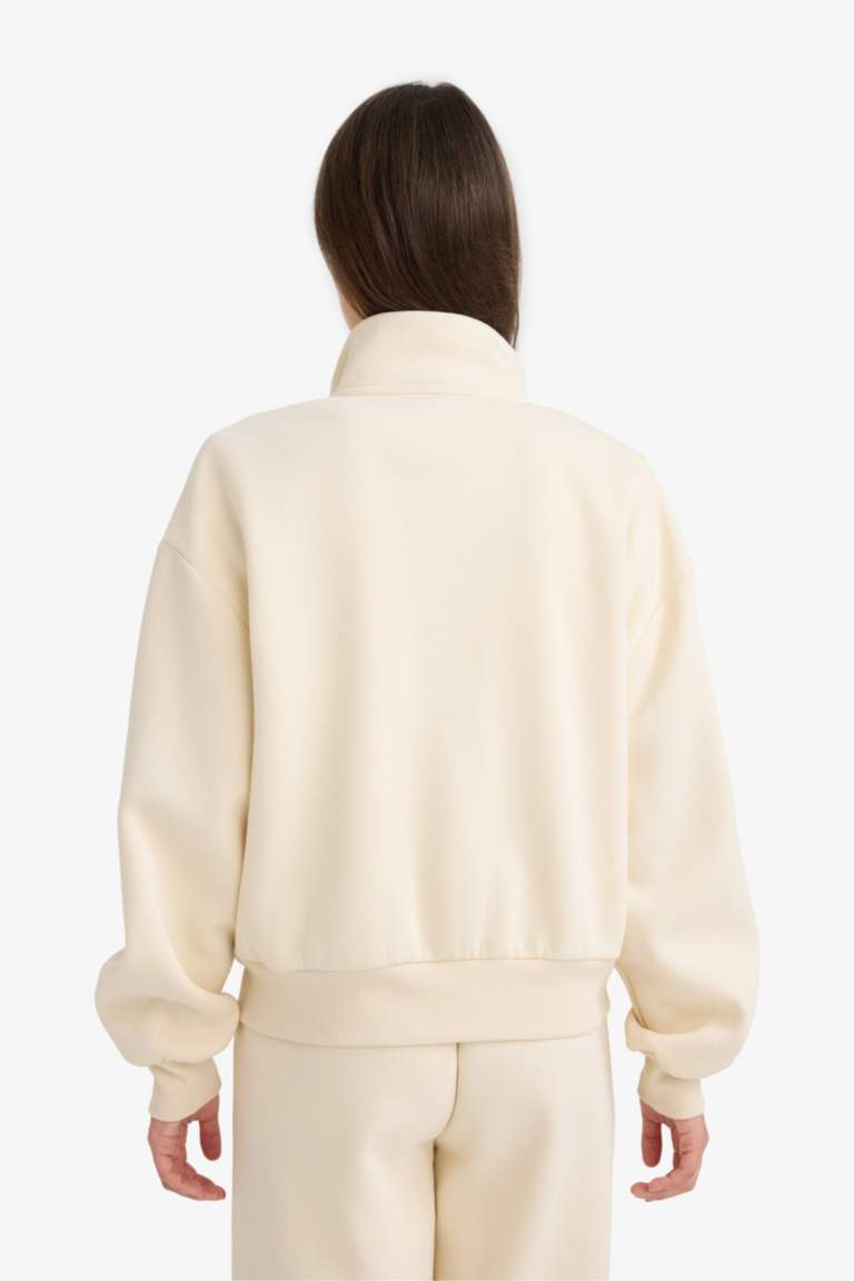 Sweat boxy à col montant