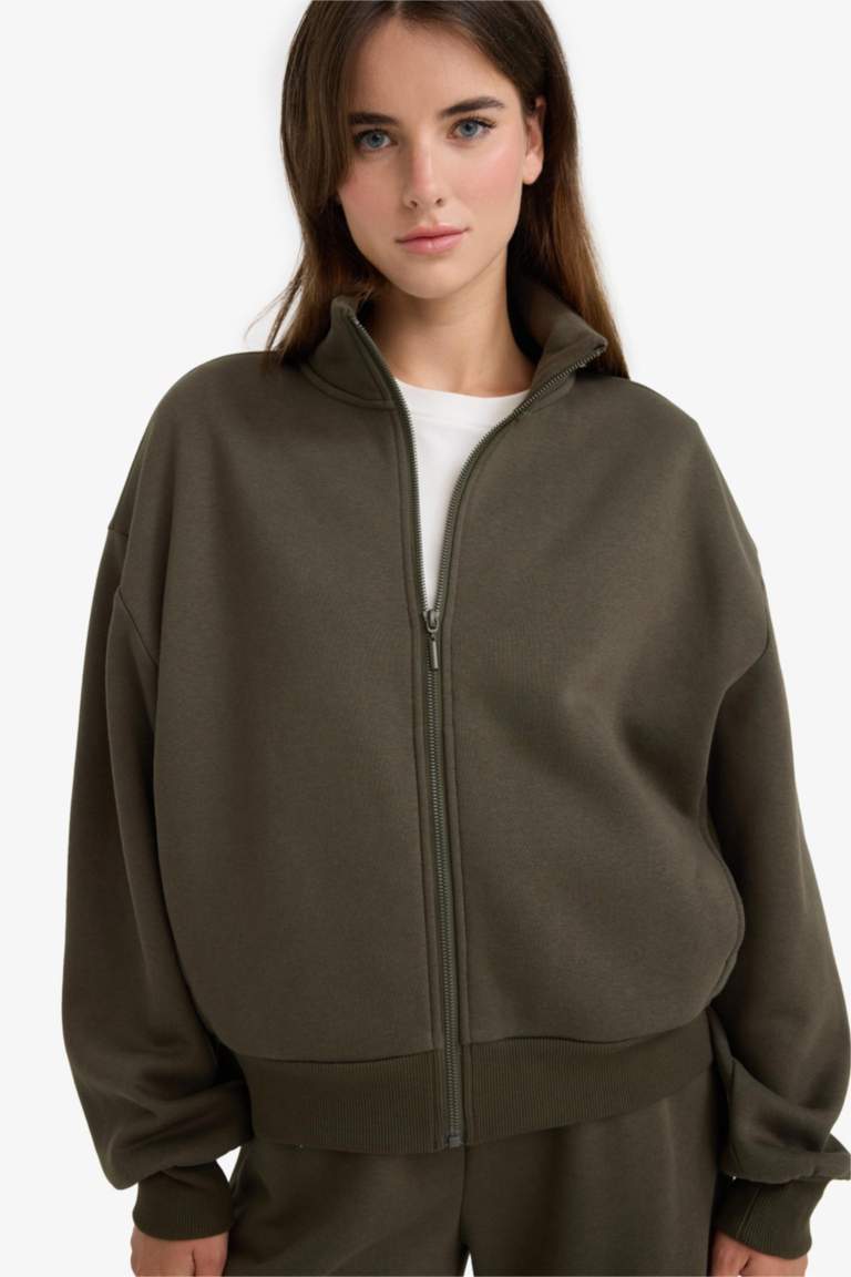 Sweat boxy à col montant