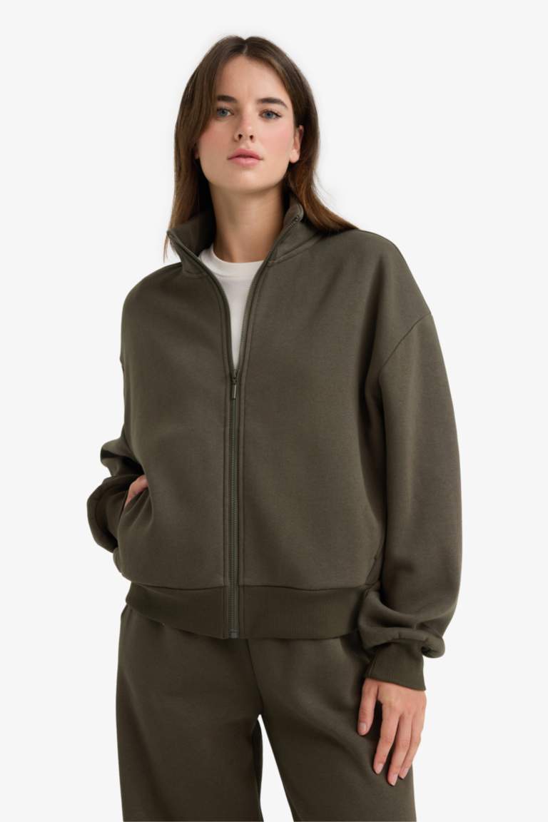 Sweat boxy à col montant