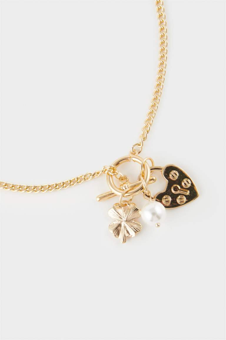 Kadın Kalpli Gold Kolye