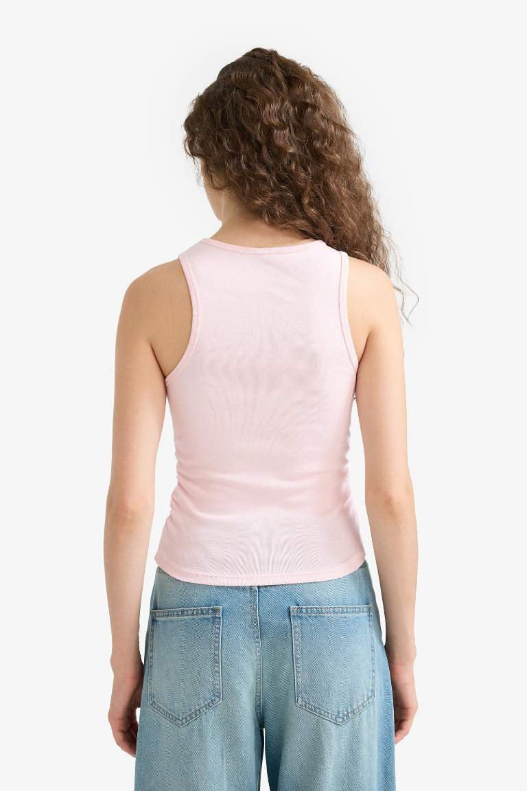 Fitted Bisiklet Yaka Basic Düz Ribana Atlet