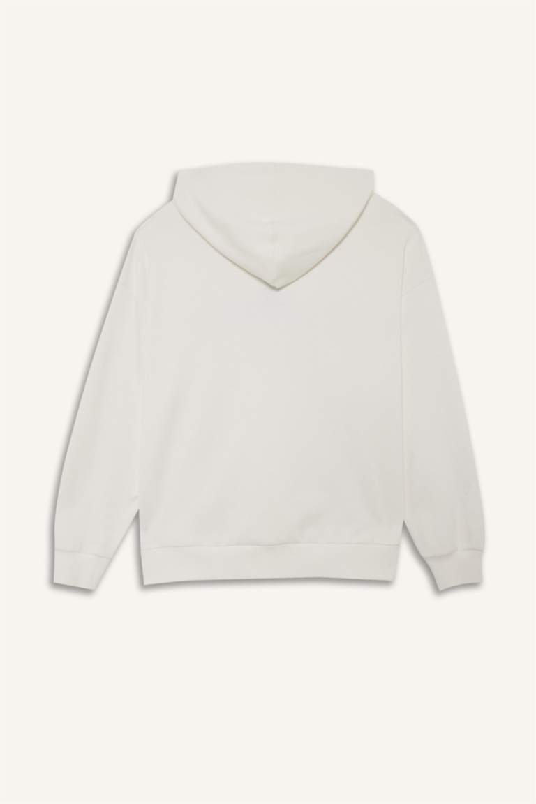 Oversize Geniş Kalıp Kapüşonlu Baskılı Sweatshirt