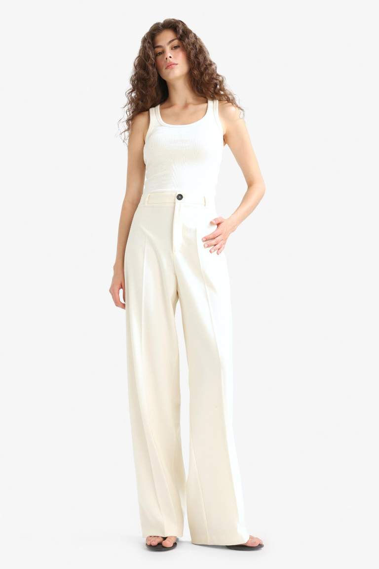 Straight Fit Fleto Cepli Normal Bel Standart Boy Pantolon