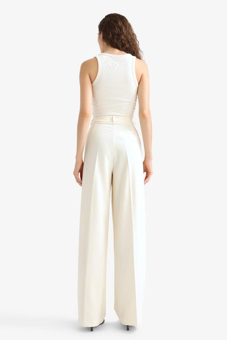 Straight Fit Fleto Cepli Normal Bel Standart Boy Pantolon